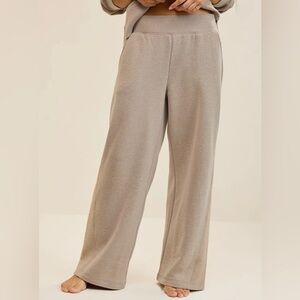 aerie Apres- Chill Trouser Beige Wide-Leg